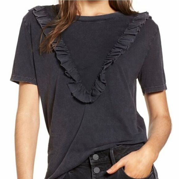 Treasure & Bond | NWOT Distressed Navy Ruffle Top - Picture 1 of 5
